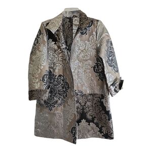 IC Collection by Connie K Silver Metallic Jacket Pockets Medium Paisley Topper